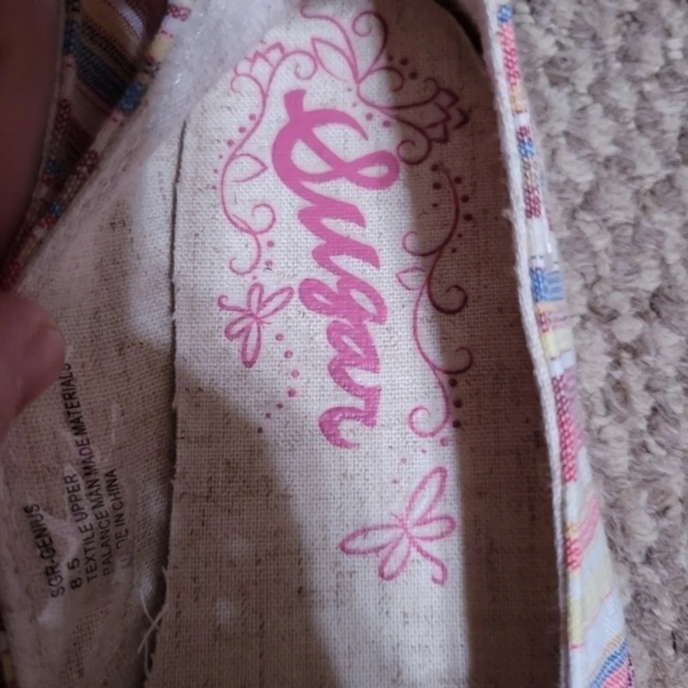 Sugar‎ NWOT Size 8.5 striped Espadrilles slip on shoes